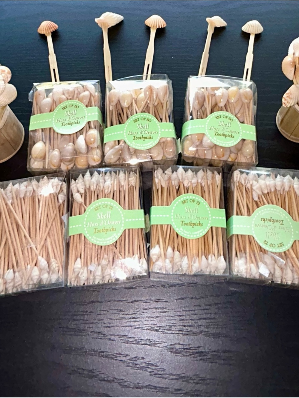 Shell Topper Toothpicks - Natural Beige Decorative Picks for Parties